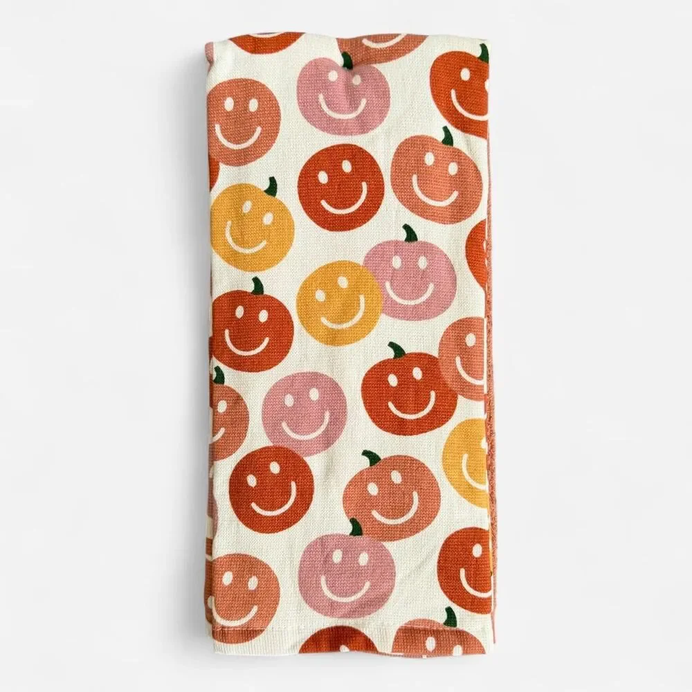 Deborah Connolly Designs Kitchen Towel 3 Pack Smiley Face Pumpkins Fall NEW